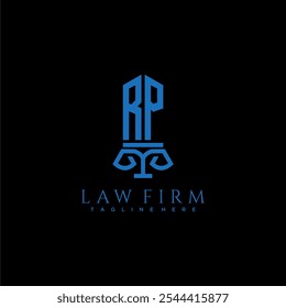 RP monograma inicial para logotipo de escritório de advocacia com espada