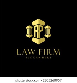 RP initial monogram logo for lawfirm with pillar design