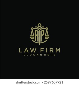 RP initial monogram logo for lawfirm with scale vector design