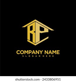 RP initial monogram logo for real estate with creative building style design