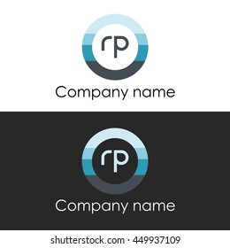 RP letter circle shape icon logo white blue