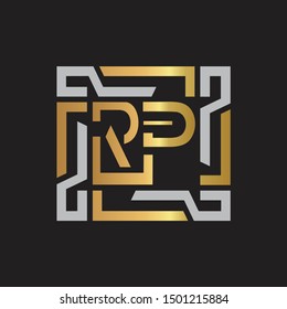 RP Letter logo initial capital monogram with abstract ornament
