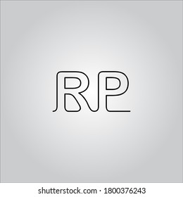 RP letter logo with nice white gradient background.The black letter icon.