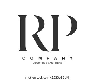 RP logo design. Initial letter r and p serif font style. Creative classic company name typography. Trendy logotype or identity. Vector illustration.