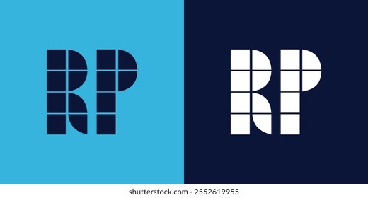 Diseño del logotipo de RP con forma de azulejo. Diseño de Ilustración vectorial minimalista y moderno adecuado para negocios o marcas