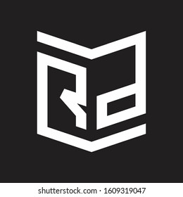 RP Logo Emblem Monogram With Shield Style Design Template Isolated On Black Background