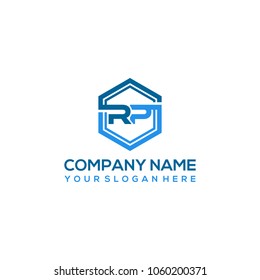 RP logo letter initial, Abstract polygonal Background Logo,