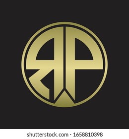 RP Logo monogram circle with piece ribbon style on gold colors