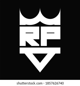 RP Logo monogram with crown shape isolated on Black background