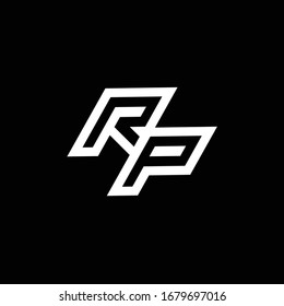 RP logo monogram with up to down style negative space design template isolated on black background