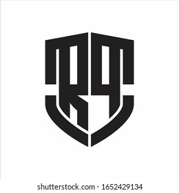 RP-Logo-Monogramm mit Emblem-Schild-Design einzeln auf weißem Hintergrund