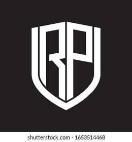 RP Logo monogram with emblem shield design isolated on black background