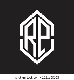 RP Logo monogram with hexagon shape and outline slice style with black and white