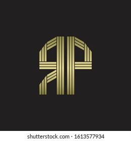 RP Logo monogram outline style linked isolated with gold colors