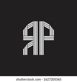 RP Logo monogram with outline style linked isolated on black background