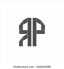 RP Logo monogram outline style linked isolated on white background