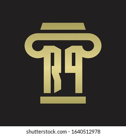 RP Logo monogram with pillar style design template with gold colors