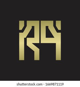 RP Logo with squere shape design template with gold colors
