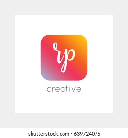 RP logo, vector. Useful as branding, app icon, alphabet combination, clip-art.