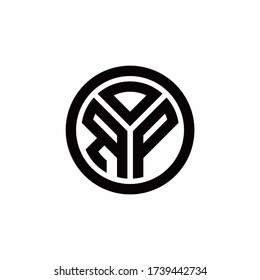 Logo de monograma RP con plantilla de diseño de contorno de círculo aislado en fondo blanco