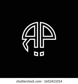 RP monogram logo circle ribbon style outline design template