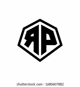 RP monogram logo with hexagon shape and line rounded style design template isolated on white background