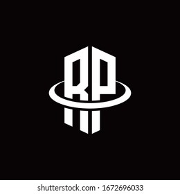 Logotipo del monograma RP en un estilo hexagonal y rodeado por un anillo