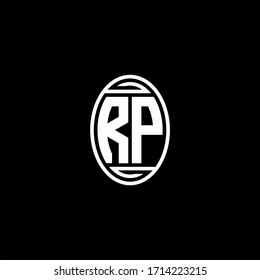 RP monogram logo isolated on oval rotate shape design template