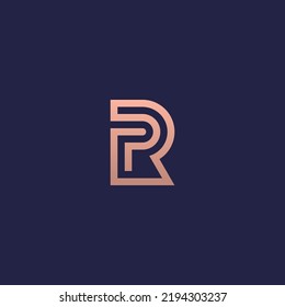 RP monogram logo monoline style with gold gradient.