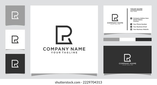 RP or PR initial letter logo design vector with business card design