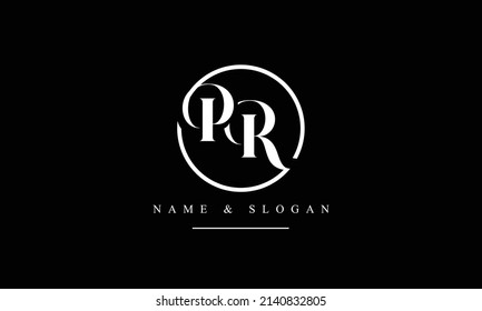 Monograma del logotipo de letras abstractas RP, PR, R, P