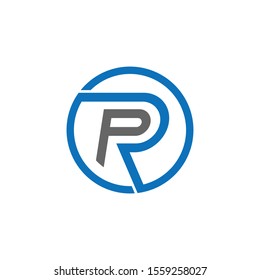 RP or PR unique logo design with blue and gray