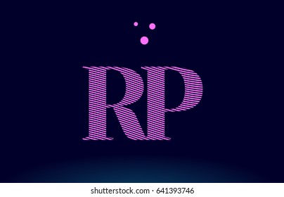 rp r p alphabet letter logo pink line stripes magenta purple blue font creative text dots company vector icon design template