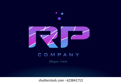 rp r p  creative color blue background pink purple magenta alphabet letter company logo vector icon