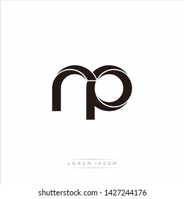 rp r p Initial Letter Split Lowercase Modern Monogram linked outline rounded logo