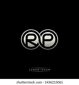 RP R P initial letter linked circle capital monogram logo modern template silver color edition