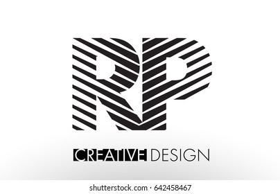 RP R P Lines Letter Design with Creative Elegant Zebra Vector Illustration.