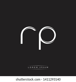 rp r p logo Initial Letter Split Lowercase Modern Isolated on Black White