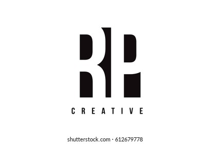 RP R P White Letter Logo Design with Black Square Vector Illustration Template.