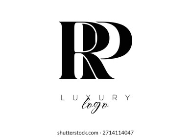 Logotipo de la tipografía del monograma de la letra de RP Serif para la identidad elegante de la marca de Premium