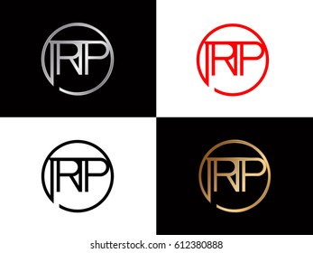 Rp text red gold black silver modern creative alphabet  letter logo design vector icon