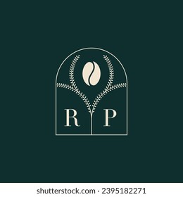 RP Unique and simple logo design combination of letters and coffee bean