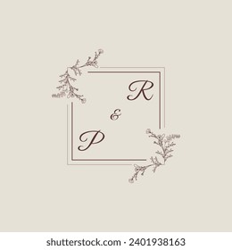 RP wedding line square monogram with high quality professional design that will print well