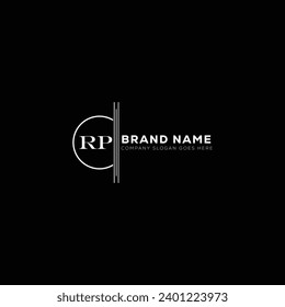 RP White Letter monogram Logo Design with Black Background. R P