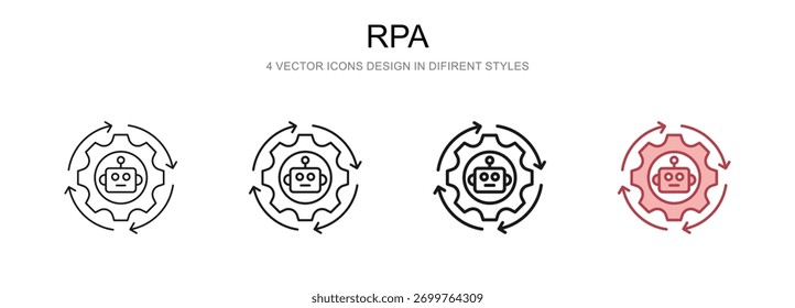 Rpa in 4 different styles vector illustration