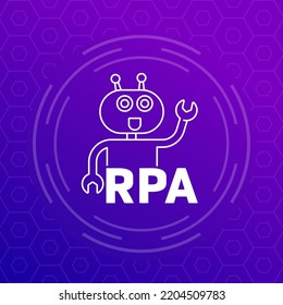 RPA Bot Icon, Robotic Process Automation Vector