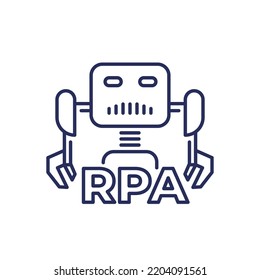 RPA Bot Line Icon, Robotic Process Automation