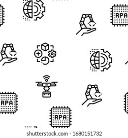 Rpa Cyber Technology Seamless Pattern Vector Thin Line. Illustrations