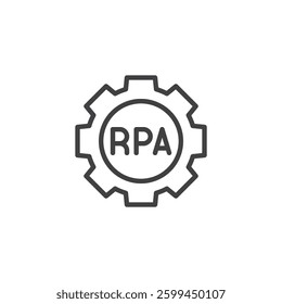 RPA Deployment line icon. linear style sign for mobile concept and web design. RPA gear outline vector icon. Implementing automation symbol, logo illustration. Vector graphics