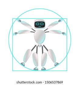 RPA. Funny white robot in different comic situations and moods. Modern technologists of the invention of the future, artificial intelligence. robotics and bots